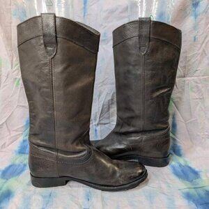 FRYE Melissa Pull On Leather Western Riding Boots Smoke Gray/Brown Size 5.5